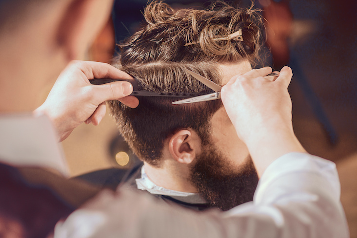 trimming client hair
