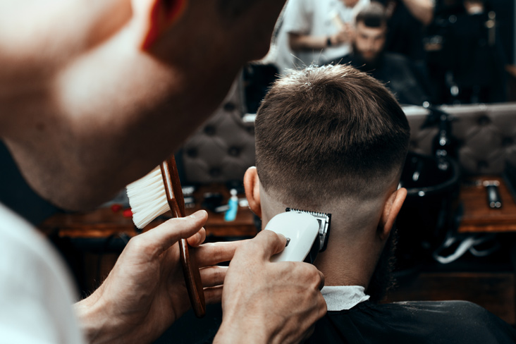 getting a haircut at barbers