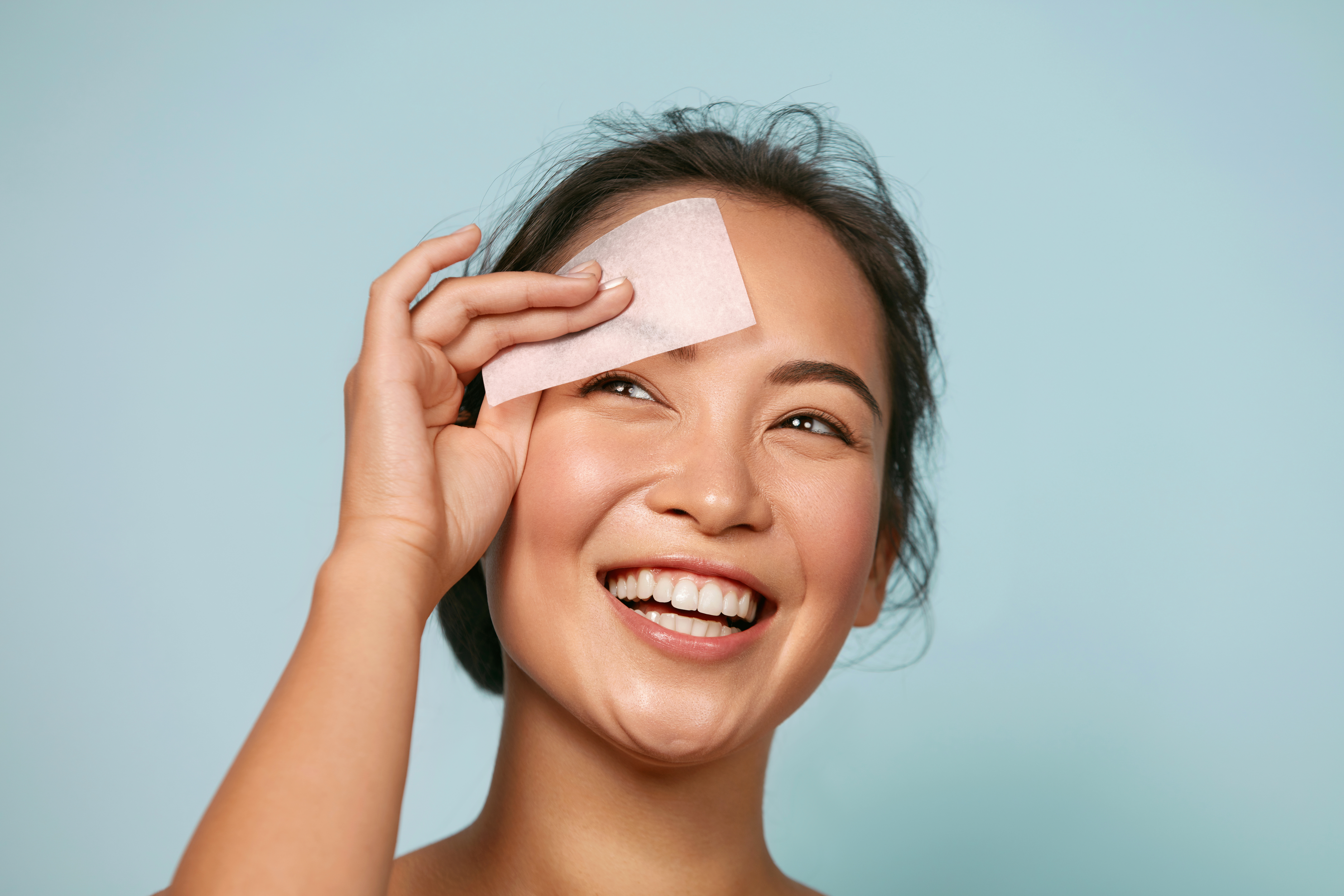 woman botting skin