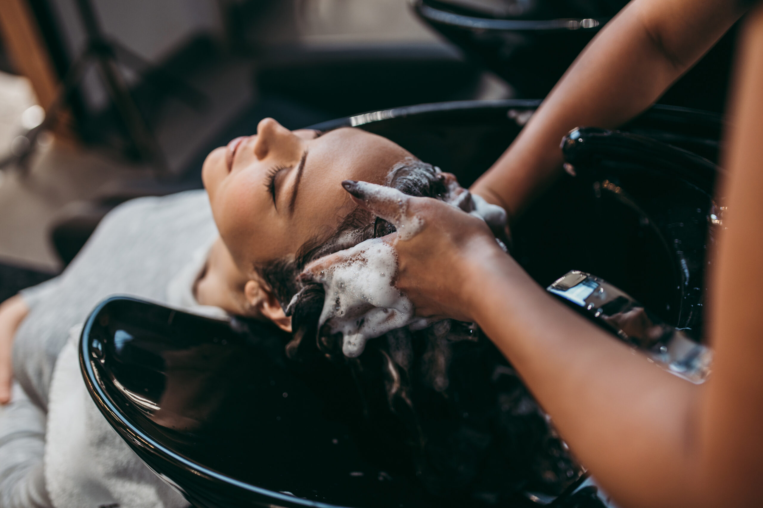 washing hair at salon