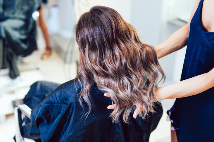 woman long wavy hair