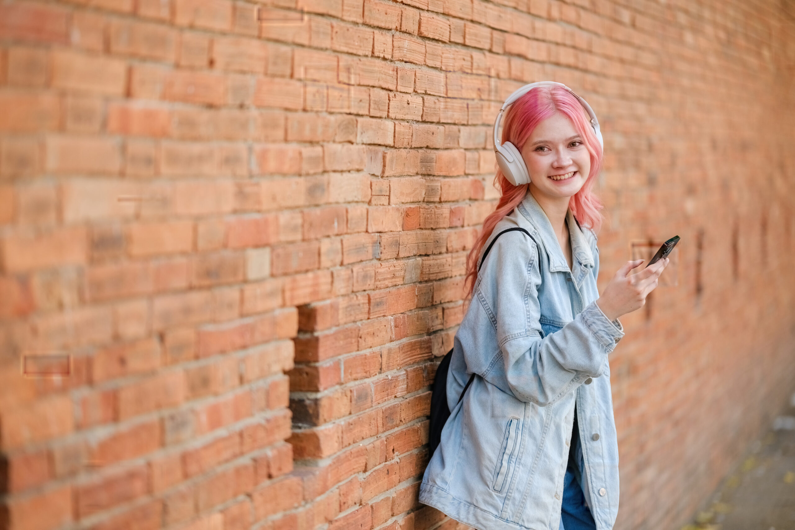 young girl with pink hair