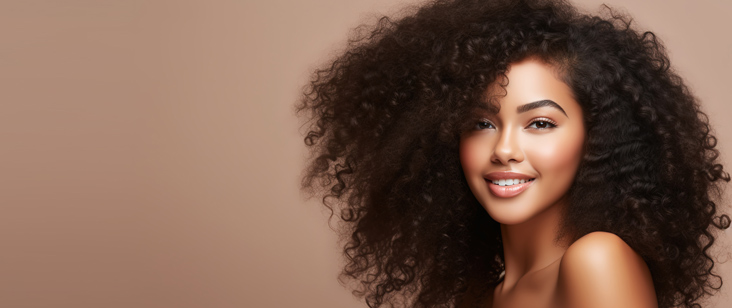 girl posing with freshly styled curly hair