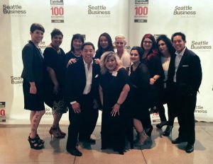 Evergreen Beauty College representing at the celebration for the Top 100 Companies to Work For 