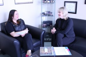 Women discussing career options in beauty