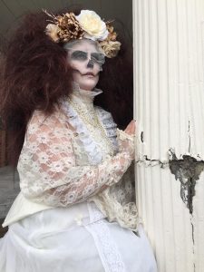 girl dressed as skeleton bride