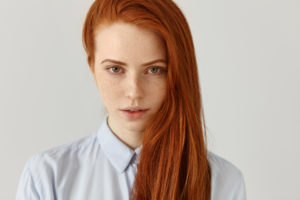 redhead girl with no makeup