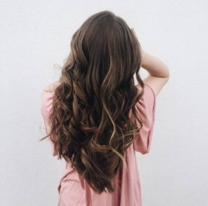 really long curled brown hair 