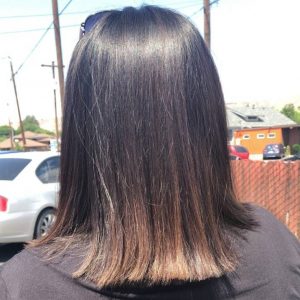 shoulderlength brown hair with caramel ends