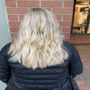 blonde wavy hair back