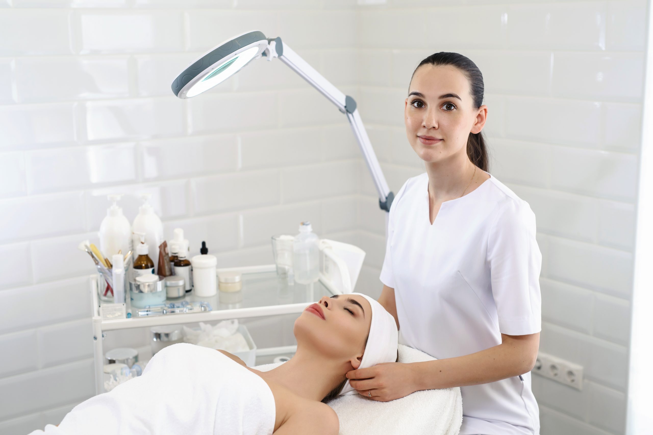 Esthetician with her patient