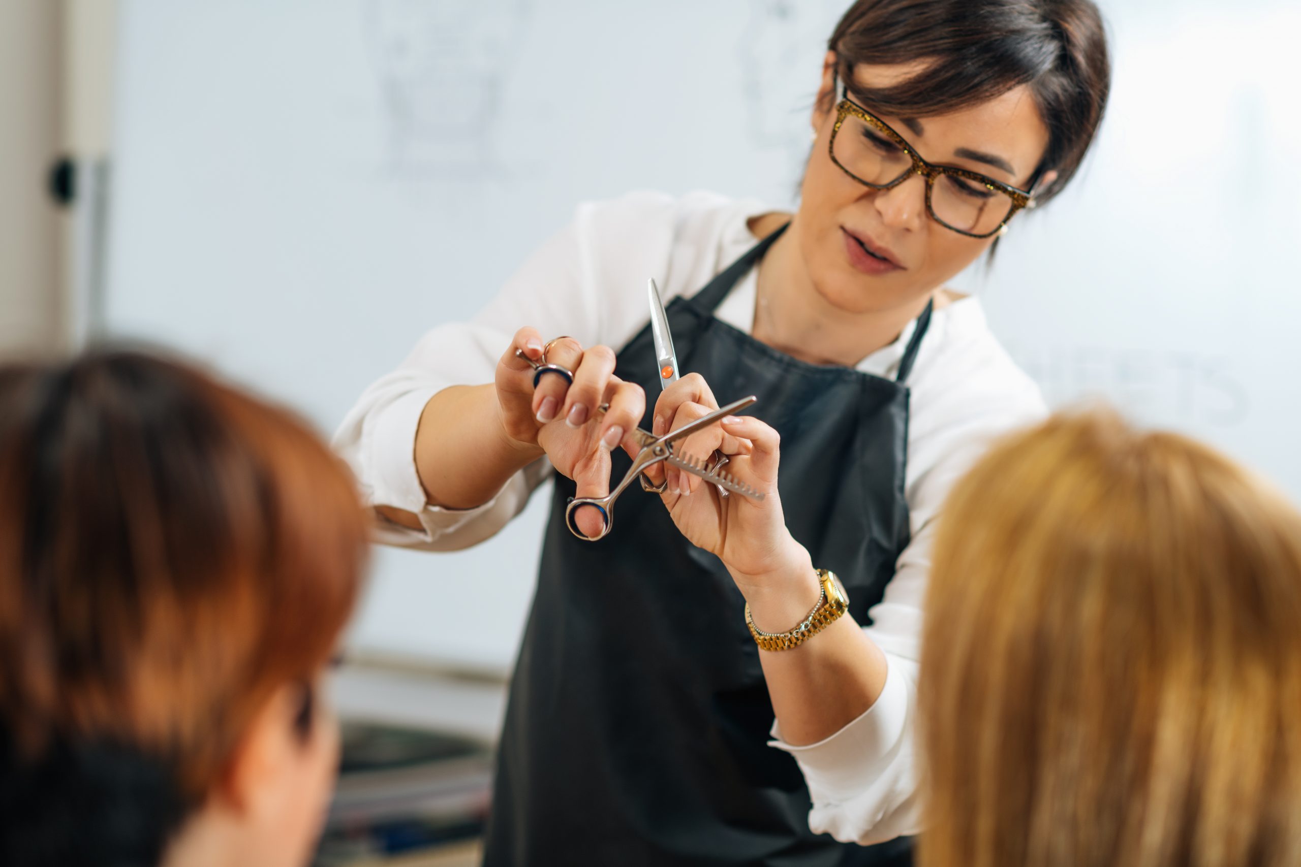 haircutting training at beauty school