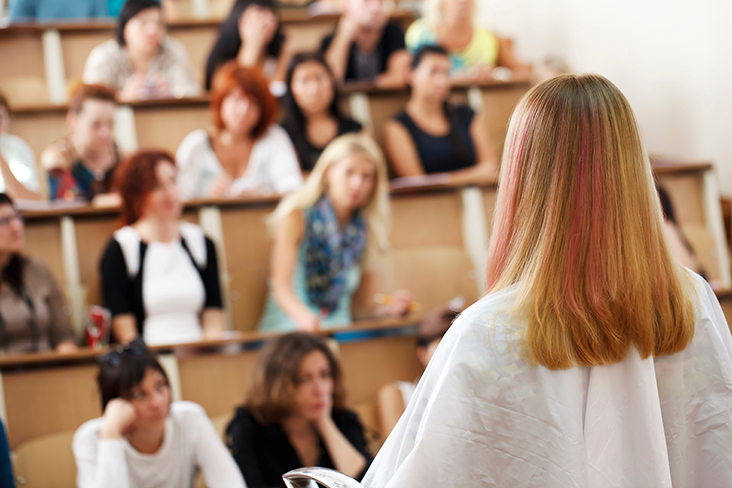 instructor in front of audience