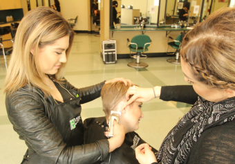 Shaving woman's head