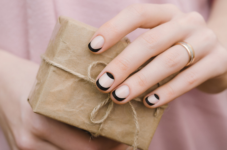 pastel and black manicure