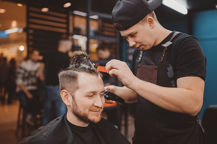 cutting hair in salon