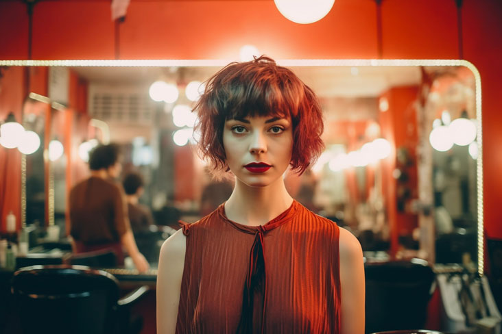 woman in red salon