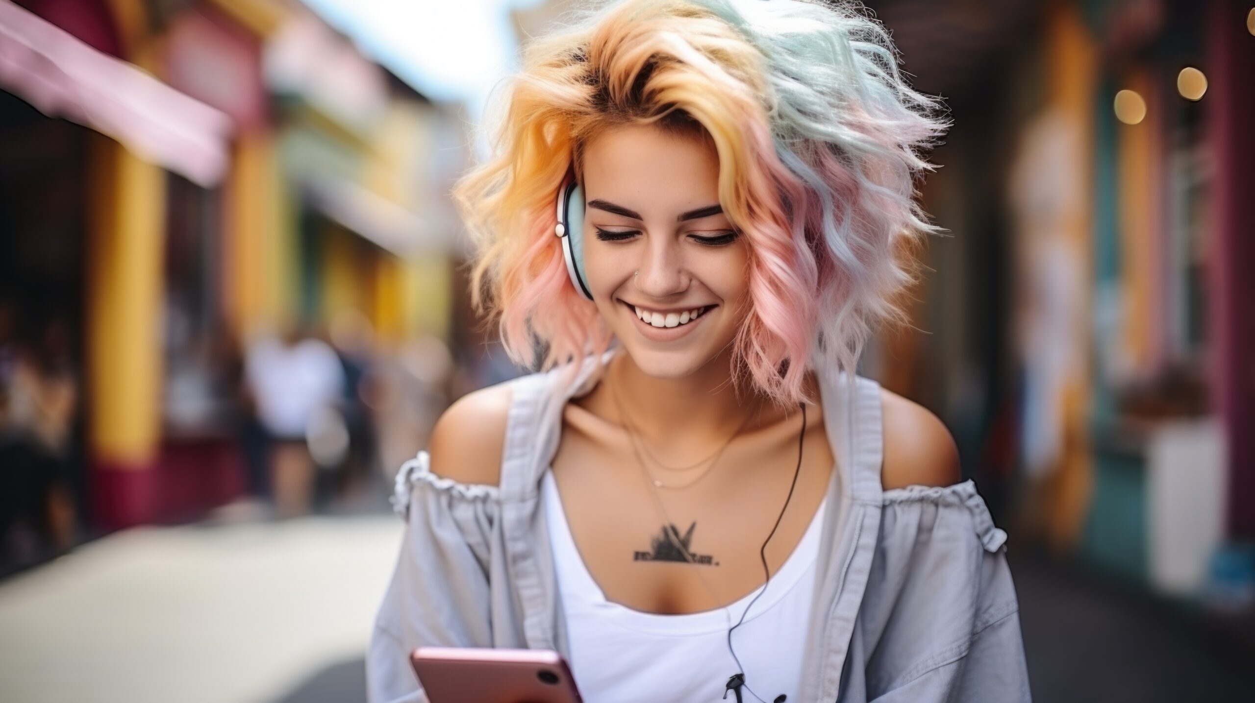 young woman looking at phone