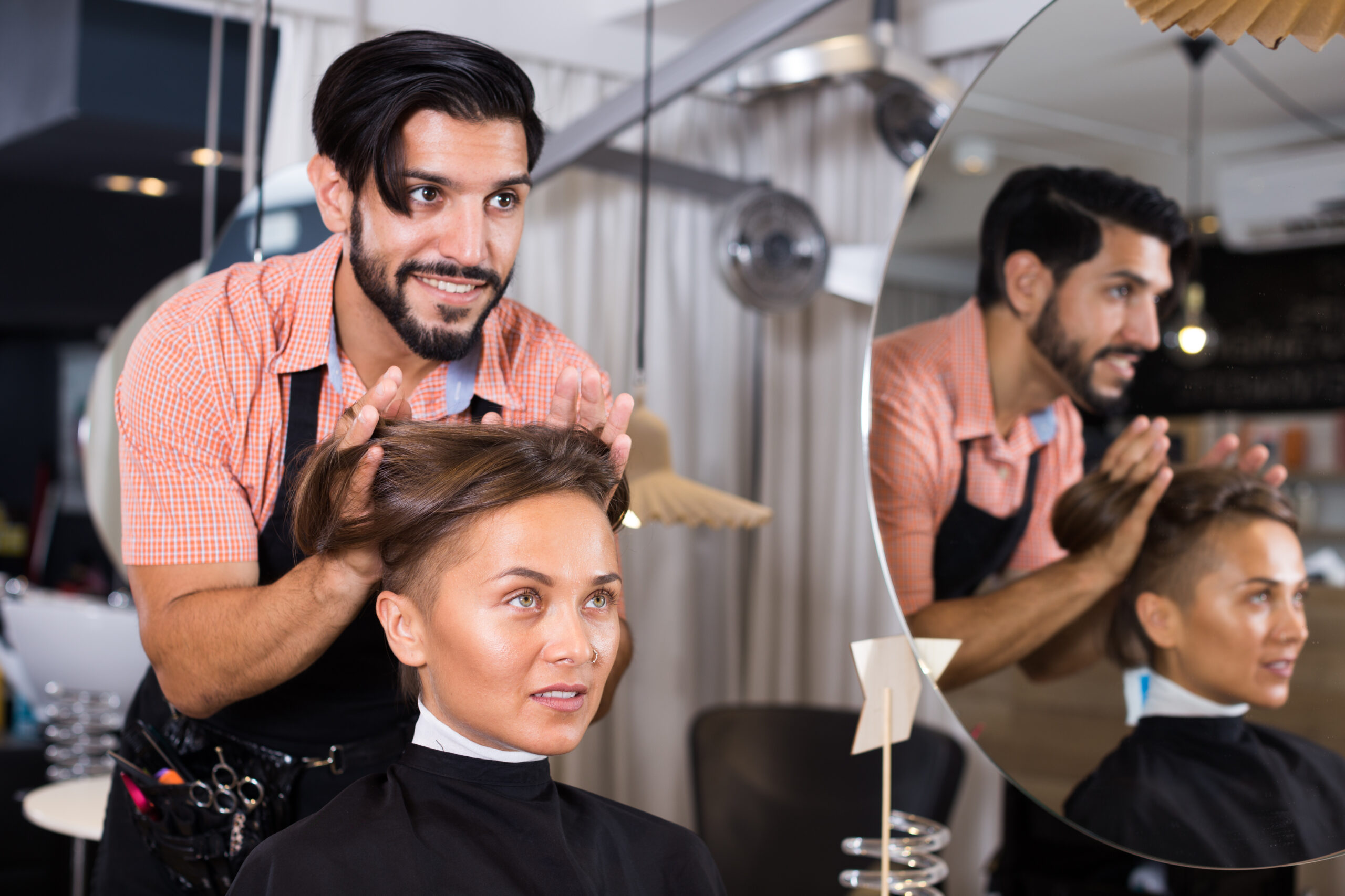 stylist styling hair