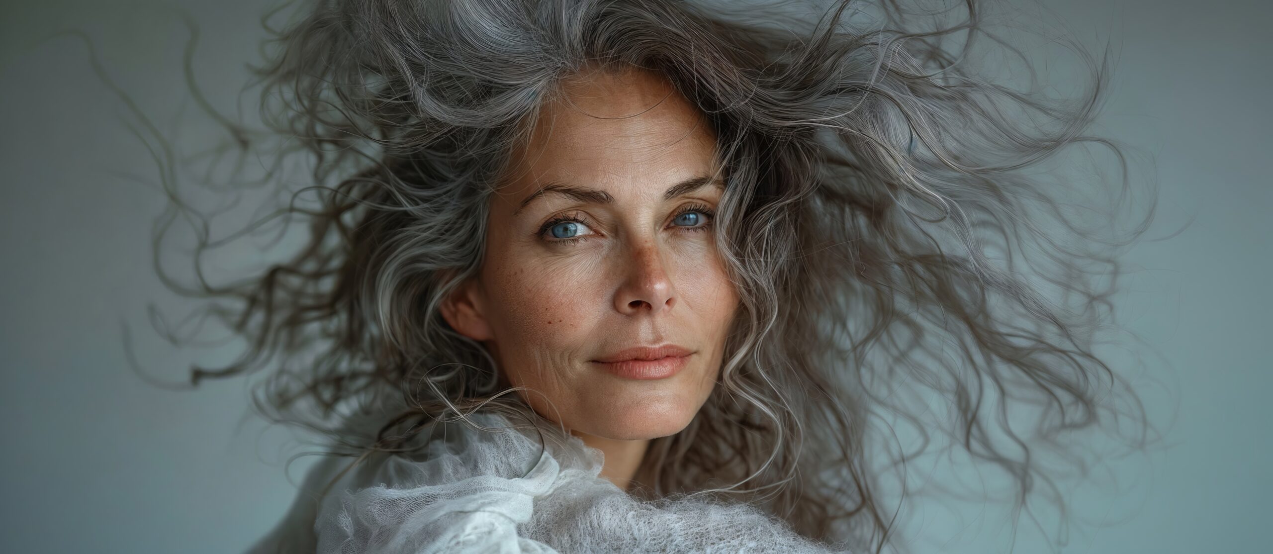 woman with gray wavy hair