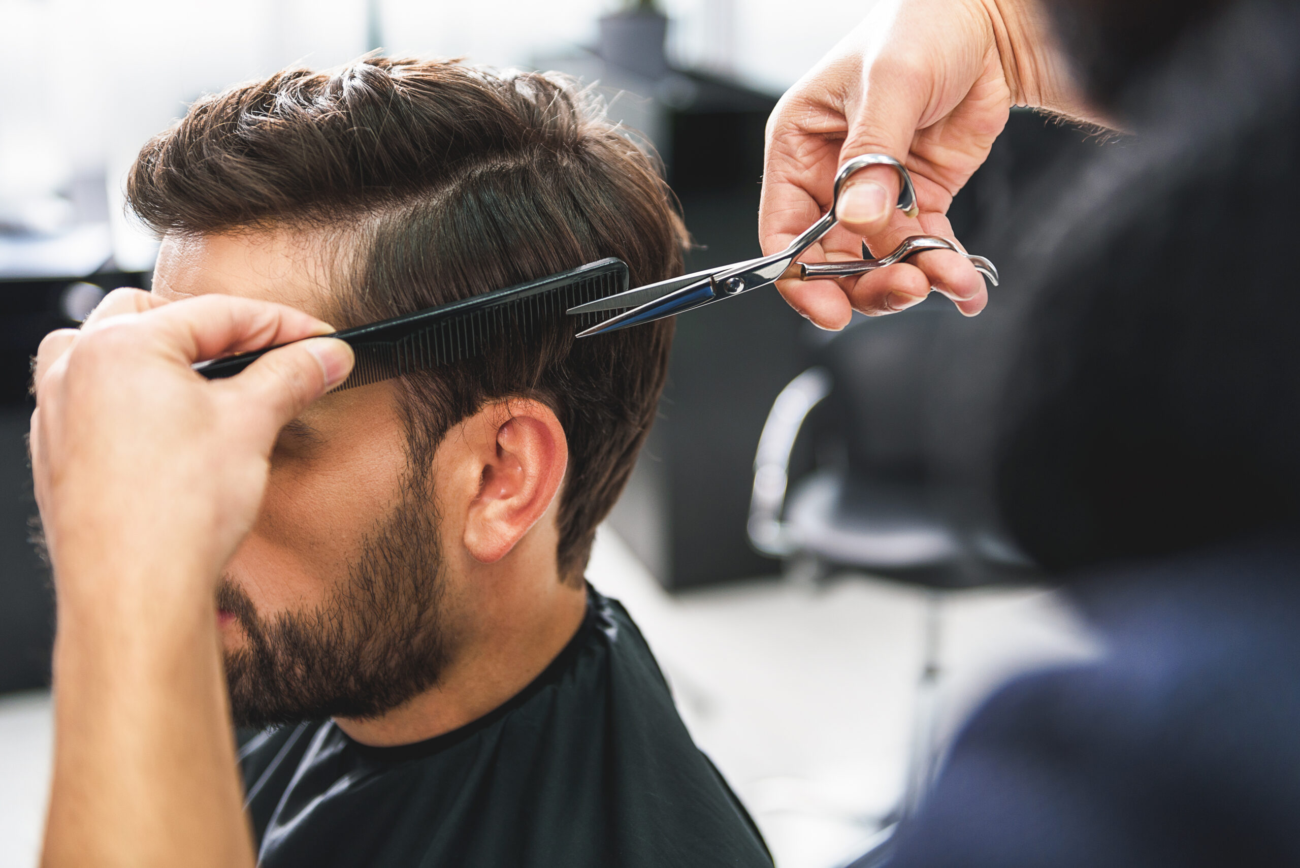 man getting haircut